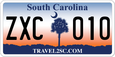 SC license plate ZXC010