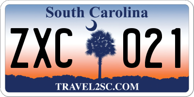 SC license plate ZXC021