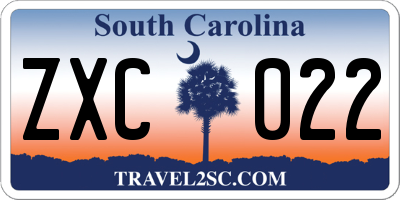 SC license plate ZXC022