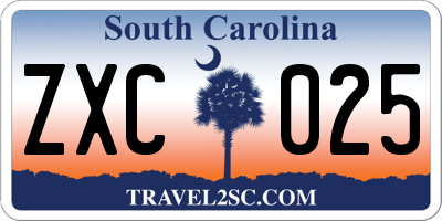 SC license plate ZXC025