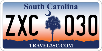 SC license plate ZXC030