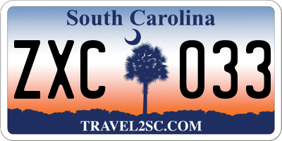 SC license plate ZXC033