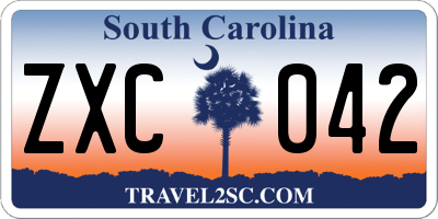 SC license plate ZXC042