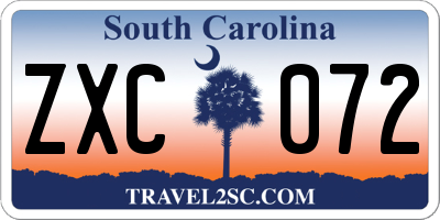 SC license plate ZXC072