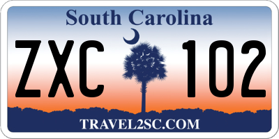 SC license plate ZXC102