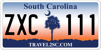 SC license plate ZXC111