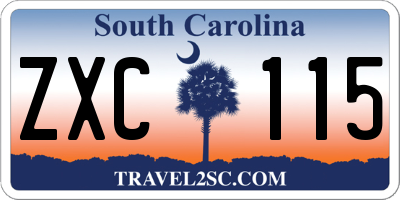 SC license plate ZXC115