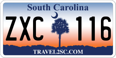 SC license plate ZXC116