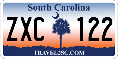 SC license plate ZXC122