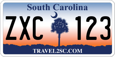 SC license plate ZXC123