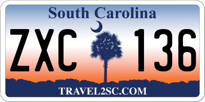 SC license plate ZXC136