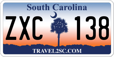 SC license plate ZXC138
