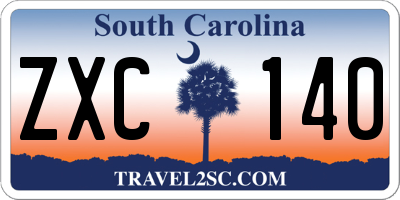 SC license plate ZXC140