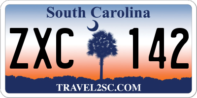 SC license plate ZXC142