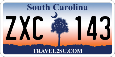 SC license plate ZXC143