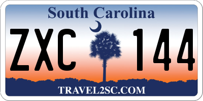 SC license plate ZXC144