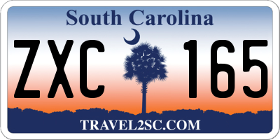 SC license plate ZXC165
