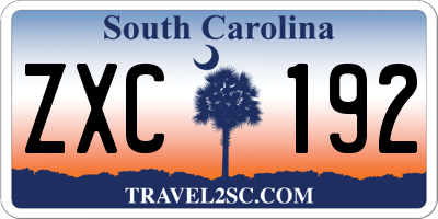 SC license plate ZXC192