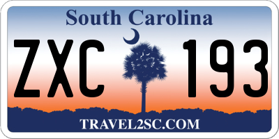 SC license plate ZXC193