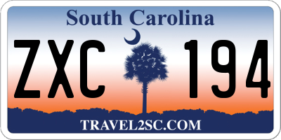 SC license plate ZXC194