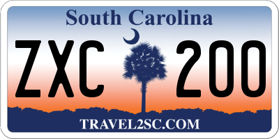 SC license plate ZXC200