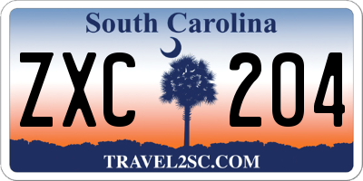 SC license plate ZXC204