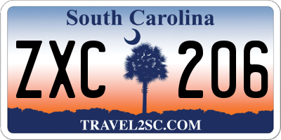 SC license plate ZXC206