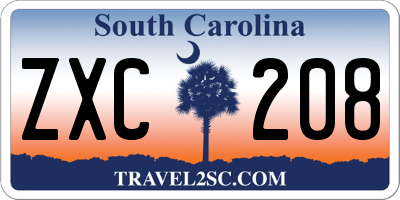 SC license plate ZXC208