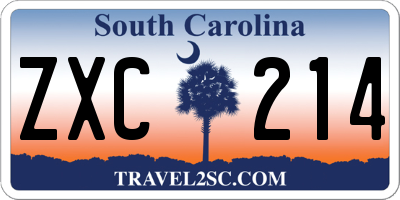 SC license plate ZXC214