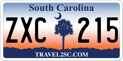 SC license plate ZXC215