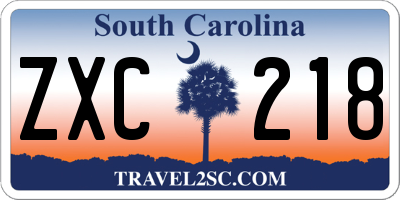 SC license plate ZXC218
