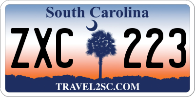 SC license plate ZXC223