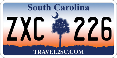 SC license plate ZXC226