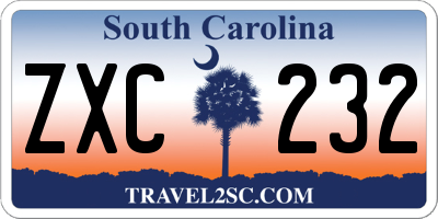 SC license plate ZXC232