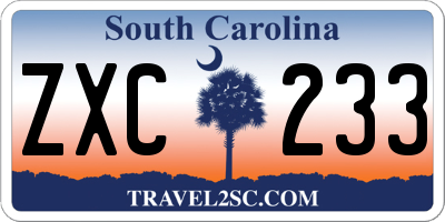 SC license plate ZXC233