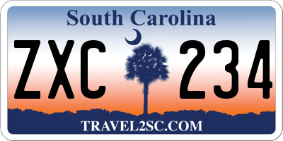 SC license plate ZXC234