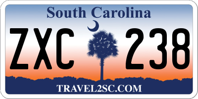 SC license plate ZXC238