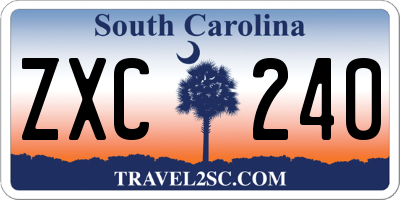 SC license plate ZXC240