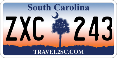 SC license plate ZXC243