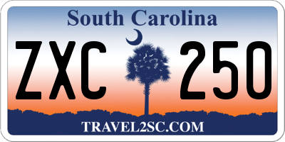 SC license plate ZXC250