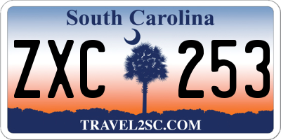 SC license plate ZXC253