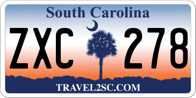 SC license plate ZXC278