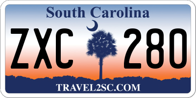 SC license plate ZXC280