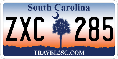 SC license plate ZXC285