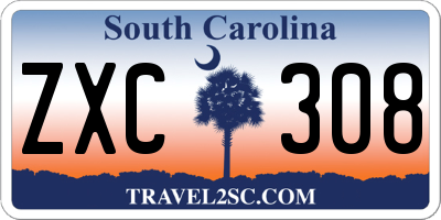 SC license plate ZXC308