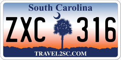 SC license plate ZXC316