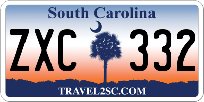 SC license plate ZXC332