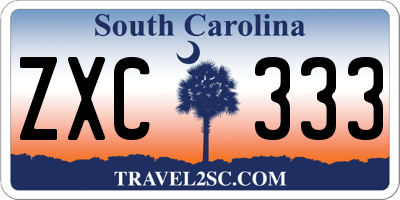SC license plate ZXC333