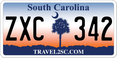 SC license plate ZXC342