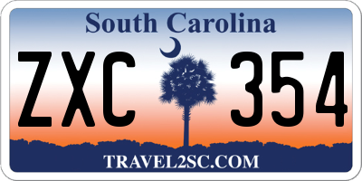 SC license plate ZXC354